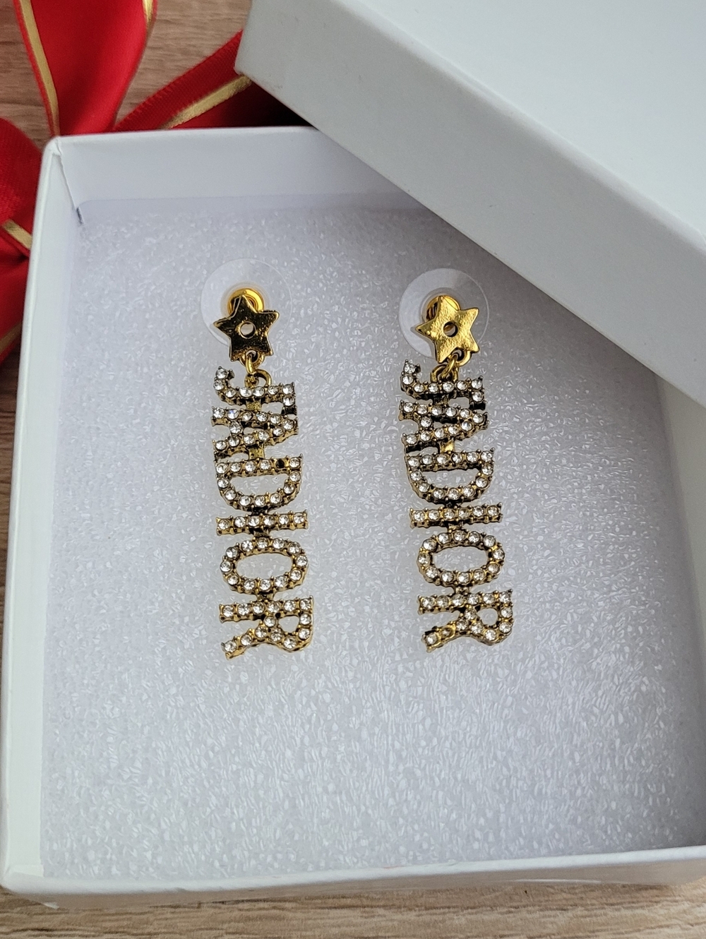 Gold-tone Crystal Letter Drop Earrings – Sparkling Script